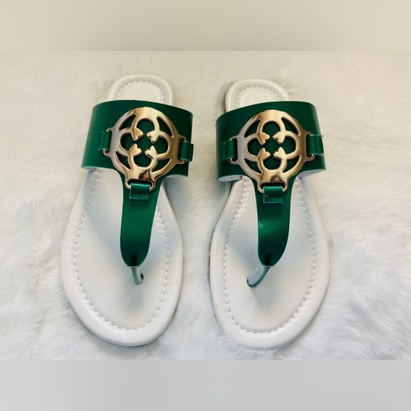 Shoes - Trendy Gorgeous Metallic Buckle Flip Flops-Lightweight Soft Sole Casual Wear